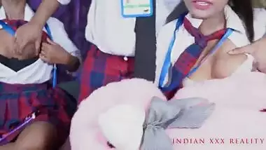 XXX indian 2 hot college girls open bra panty for fuck from 1college boy in Clear Hindi Voice