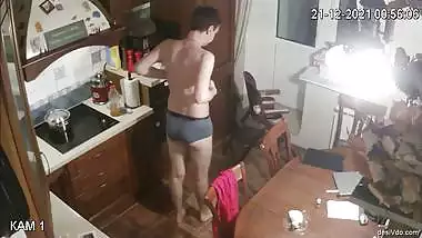 Couple fucks in the kitchen room