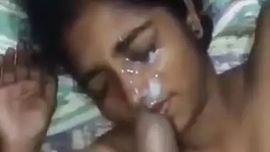 Tamil girl facialed with hot cum