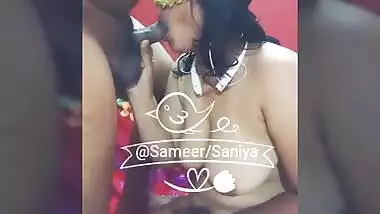 Desi wife ‘Saniya’ deepthroating hubby’s cock