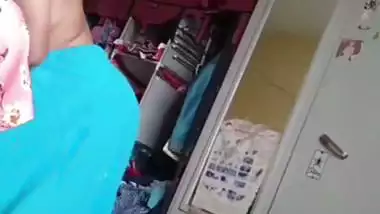 Grandmother wearing blouse and showing naked boobs