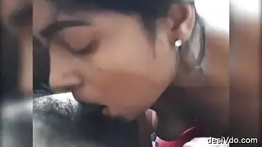 College 1st year student sucking her lecturer small tool