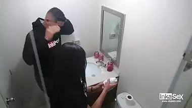 Dad catches his daughter in the bathroom sniffing around