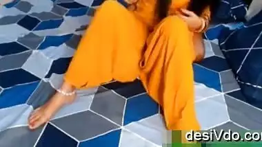 sexy punjabi savitha bhabhi homemade mms in orange salwar