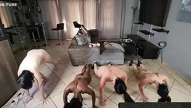 Four Sluts With Degrading Body Writing Doing Stupid Things Face Spitting Exercising
