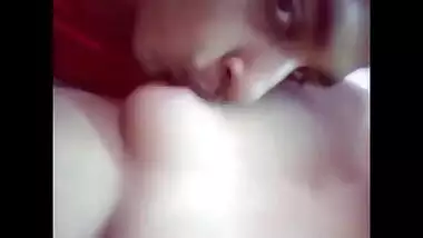 Boyfriend eating his his girlfriend’s boobs