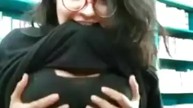 Indian College Girl Showing Hot Boobs In Library