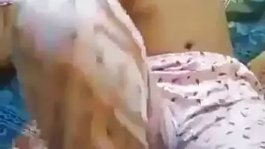 Sister boob press while bro got a handjob