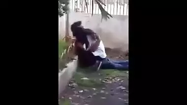 Horny college couple enjoy a quick outdoor fuck with lover