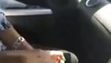 Young desi girl sucking inside car