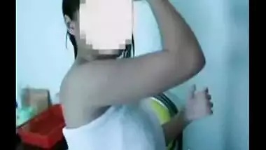 Busty teen making her nude selfie video