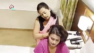 Busty indian milf lesbian hot sex with maid