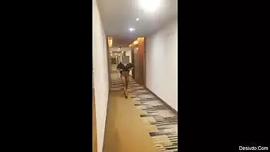 Pranya in transparent lingerie flashes at Hotel Lobby