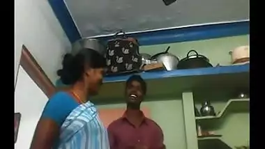 Indian Tamil aunty exposing boobs to owner’s son