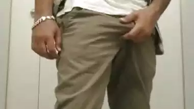 Indian Telugu pervert boy cumming and peeing naked in office toilet