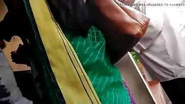 Hot tamil Mysore aunty in low hip Saree in public