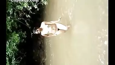 Hot Indian desi girl Nirupam expoising herself nude in river for her lover guy