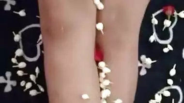 Sexy Indian Wife Play with Flowers