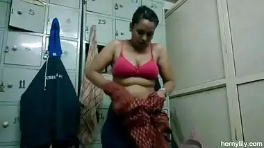 Indian College Girl Changing Her Sports Wear After Gym Homemade