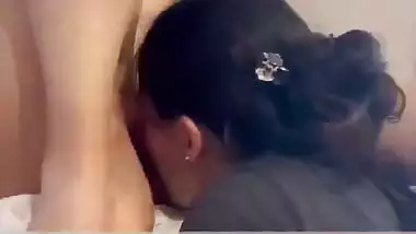 Horny girl licks her roommate’s pussy in Indian lesbian porn