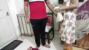For a thousand rupees, the young maid took off her sari and got her pussy and ass