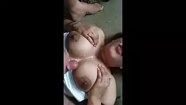 desi aunty sucking cock taking cum on boobs