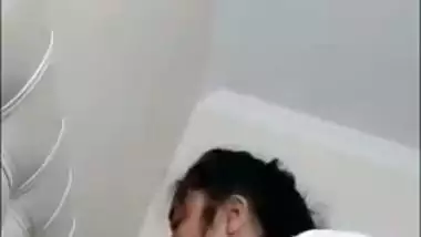 NRI Desi Cheating Girl Having Affair Hides Her Face with Pillow