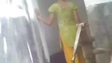 Northindian Girl's Nude Bathing Captured by her homemember