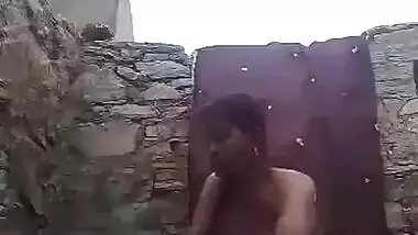 Village bhabhi outdoor bath