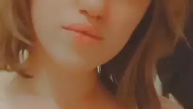Brown hair girl cute boobs showing selfie MMS