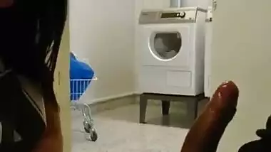 Asian Sucking Laundry Supervisor at Work